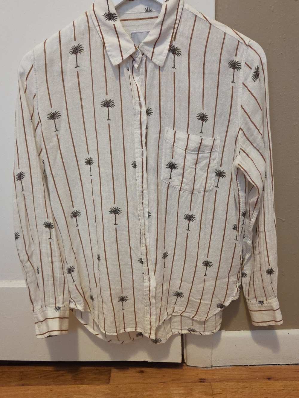 Rails Linen Button-down Palm Shirt In Small